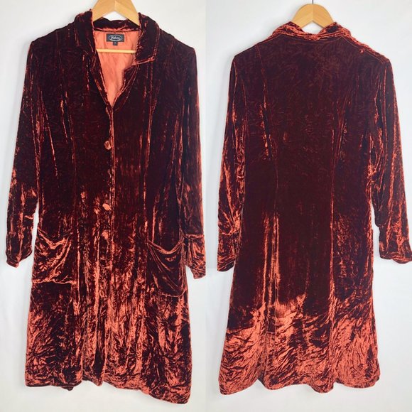 Shihreen Stunning Copper Orange Velvet Jacket